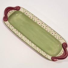Pfaltzgraff Pistoulet Serving Tray Jana Kolpen Green Red 12" Excellent Platter
