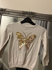 Girls Butterfly Sequin Jumper Age 5/6yrs Good Condition