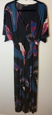 Express Women’s Kimono Maxi Dress Boho Peacock Feather Stretchy Vacation Small