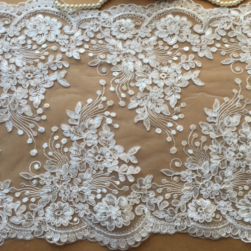 1 Yard 30cm Wide White Lace Floral Fabric DIY Table Cabinet Cover Material Decor - Photo 1/9