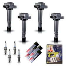 4 Ignition Coils & 4 Denso Platinum Spark Plugs for Honda Civic 2001-2005 1.7L