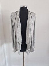 Mint Velvet Grey Waterfall Cardigan Size 10 Draped Cotton Cashmere Blend Zips