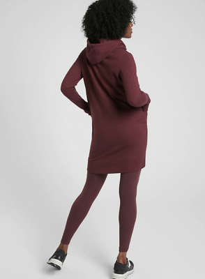 ATHLETA WOMEN'S BURGUNDY LONG SLEEVE TRIUMPH HOODIE SWEATSHIRT DRESS Sz XS  | eBay