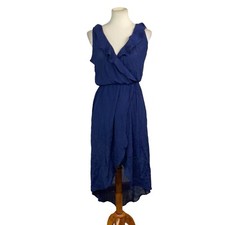 A Byer Womans Blue Dress Size M Sleeveless Hi Lo V Neck 