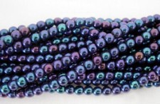 100 Blue Iris Czech Glass Round Glass Beads 4MM LIMITED