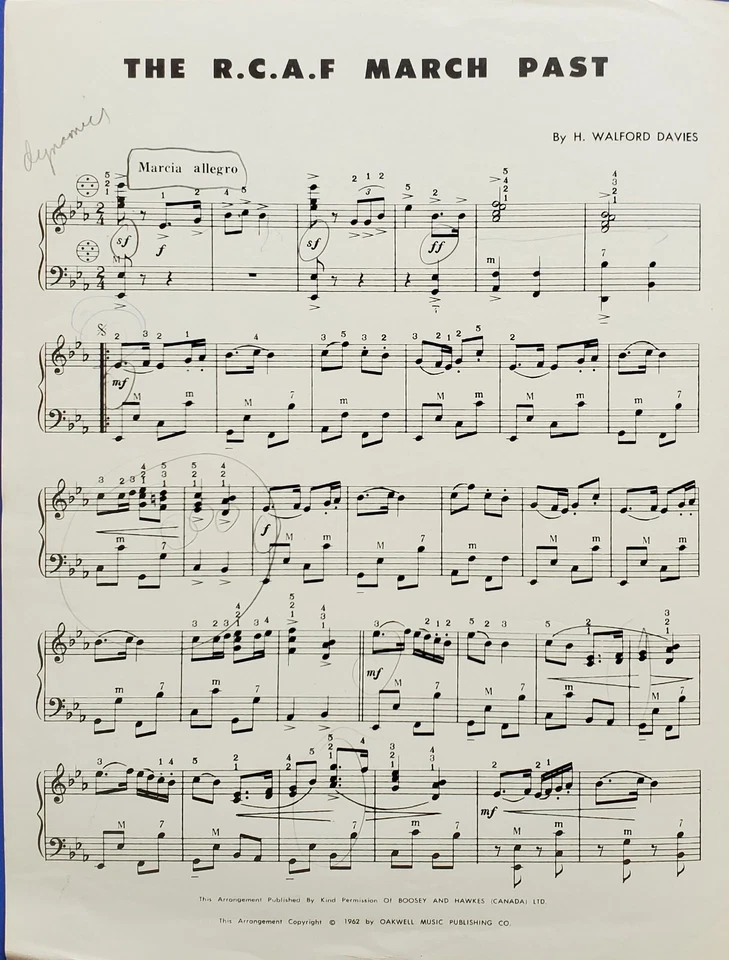 R.C.A.F. March Past By H. Walford Davies Accordion Sheet Music - Image 2 of 2