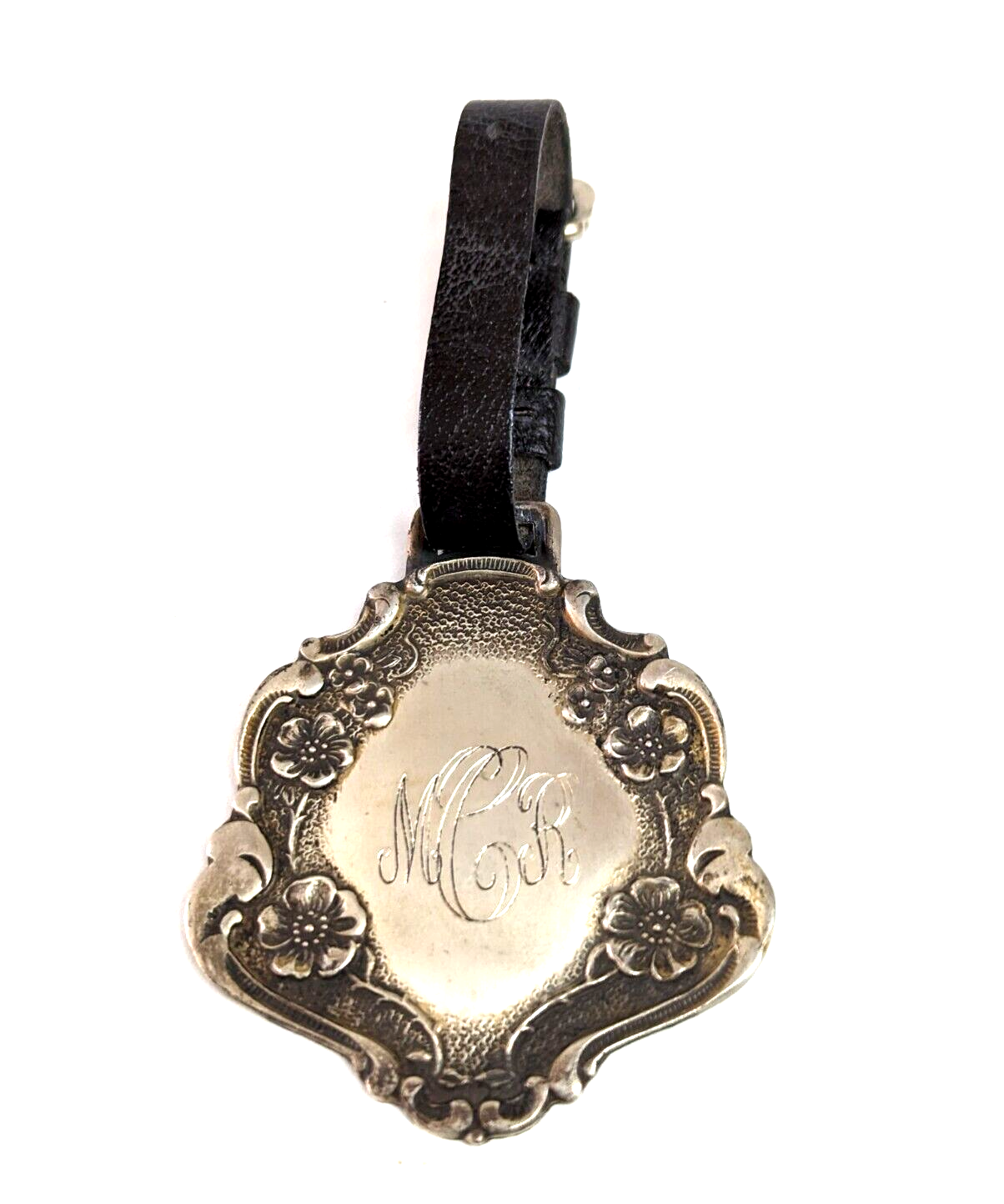 Antique Art Nouveau Sterling Silver Luggage Tag by ster Ornate