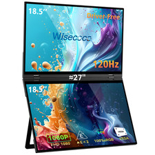 18.5" 120HZ 1080P Dual Screen Folding Portable Gaming Monitor Extender Display