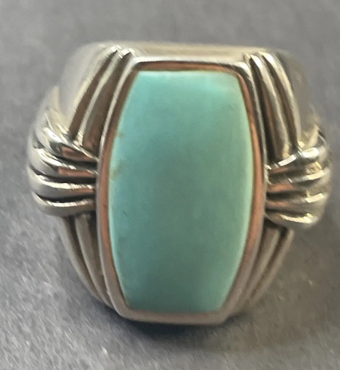Large Solid Sterling Turquoise Ring Sz. 5.25 - image 1