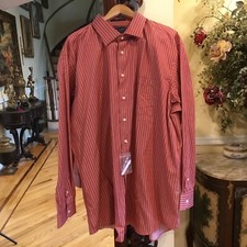 PAUL FREDRICK Dress Shirt Men's 100 Cotton Size 19-37