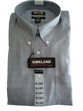 Mens Kirkland Long Sleeve Blue and White Shirt 16- 34/35 