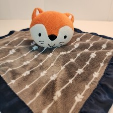 Fox Lovey Security Blanket Lovey Silky Navy Gray Parents Choice 12"x12" NWOT