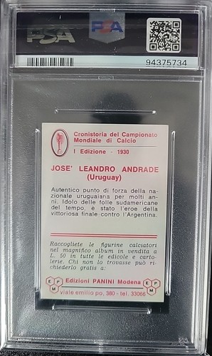 Jose Leandro Andrade 1965-66 Panini Calciatori PSA 2 Uruguay all time top - Bild 2 von 2
