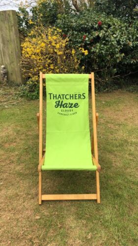 Branded Thatchers Haze Cider Deckchair. Hardwood Frame With Canvas Sling.