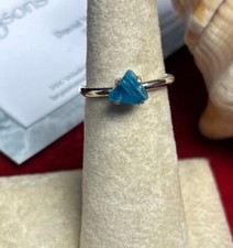sterling silver stackable ring Size 7 Blue Apatite Raw