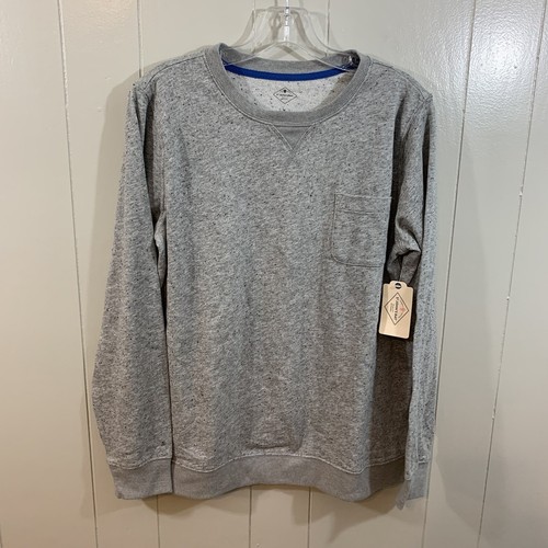 St. John's Bay Gray Marled Crew Long Sleeve French Terry Basic Top XS NEW $44