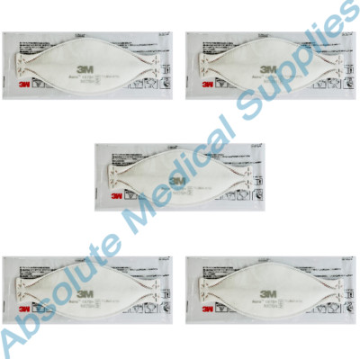 *5-Packs* 3M Aura NIOSH N95 Particulate Respirator Face Mask White 1870+