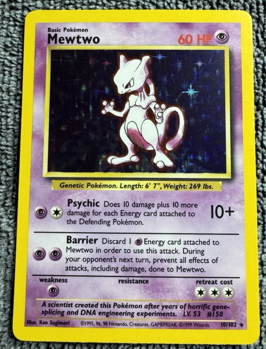 Mewtwo Pokémon TCG Holo Rare Base Set Individual Collectible Card Game Cards  for sale