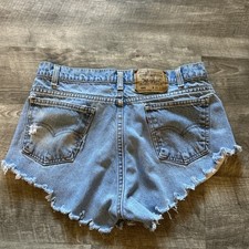 Vintage Levi's Cut Off Shorts Women's Size 34 Light Wash Made In USA Orange Tab