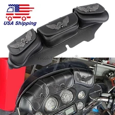 Windshield Batwing 3 Pocket Fairing Bag Pouch For Harley Touring Electra Glide