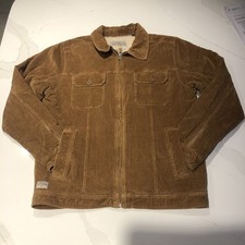 Quiksilver Waterman Trucker Jacket Mens XXL Brown Corduroy Sherpa Borg Lined VGC