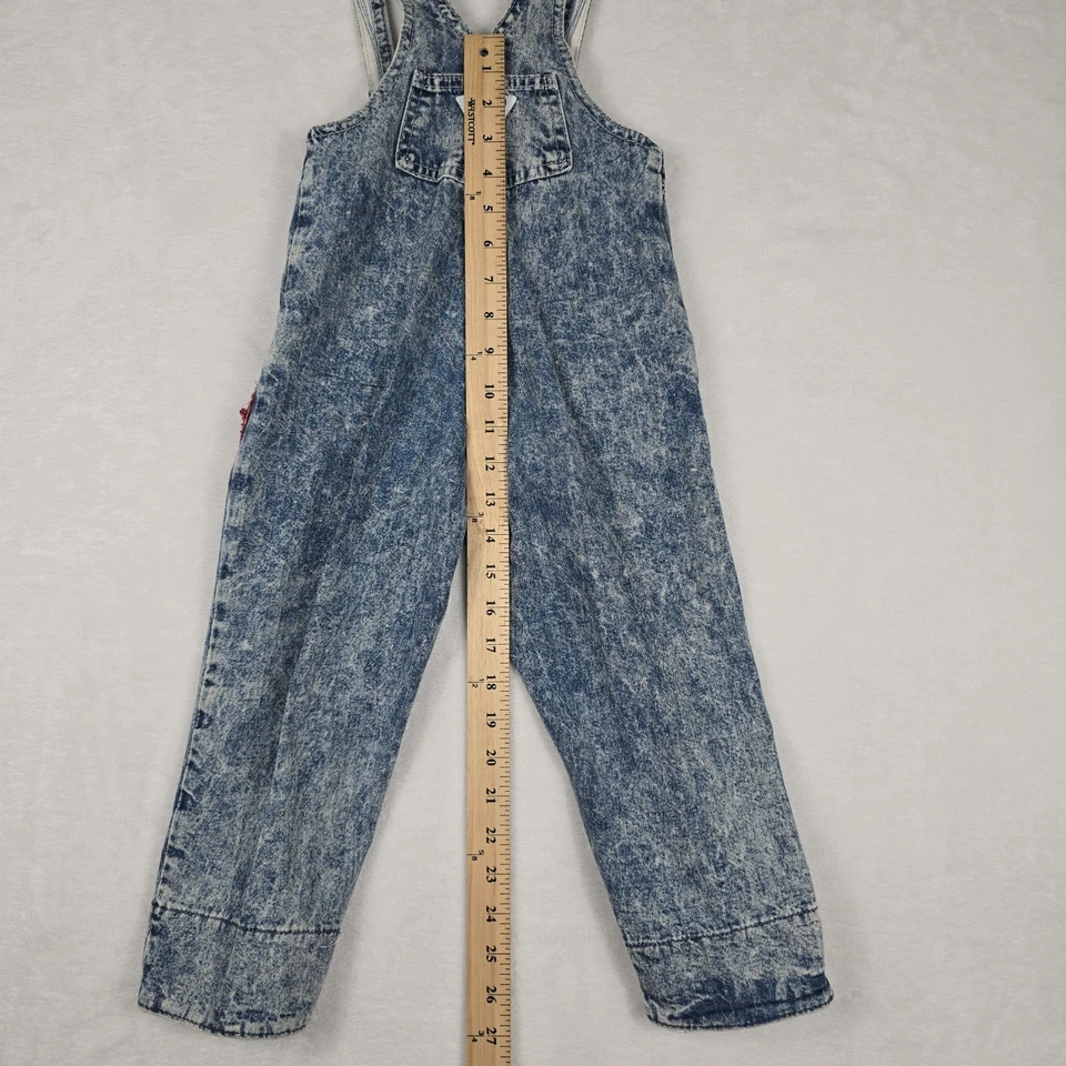 OshKosh B'gosh Vintage 90s Denim Overalls Vestbak USA Made Acid Wash Size 4T - Image 3 of 4