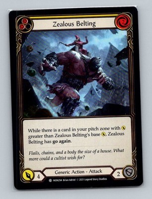 1x Zealous Belting (Yellow) 1st Edition Normal # MON294 Flesh and Blood Monarch