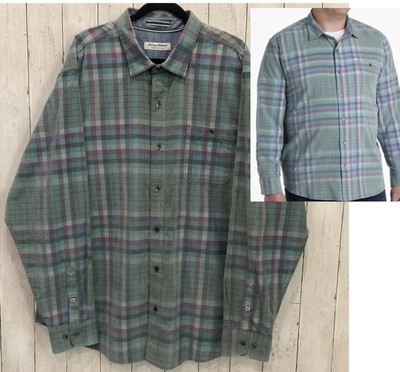 Tommy Bahama Men's 2XLT Tall  Coastline Cord Verde Plaid Shirt Trout NWT Cotton