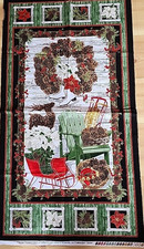 Country Christmas Fabric Panel Timeless Treasures Pine Cone Wreath Christmas