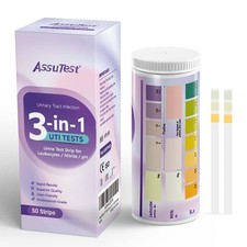 AssuTest UTI Test Strips - 3-in-1 Advanced 1 Count Pack of 50 , Purple