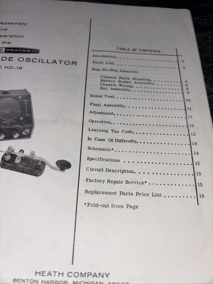 Vintage Heathkit Assembly Manual Code Oscillator Model HD-16 LOC F - Image 4 of 4