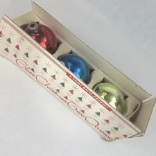 Vtg Shiny Brite Christmas Ornaments in Fanci Pak Sleeve 3 Count 2.75”