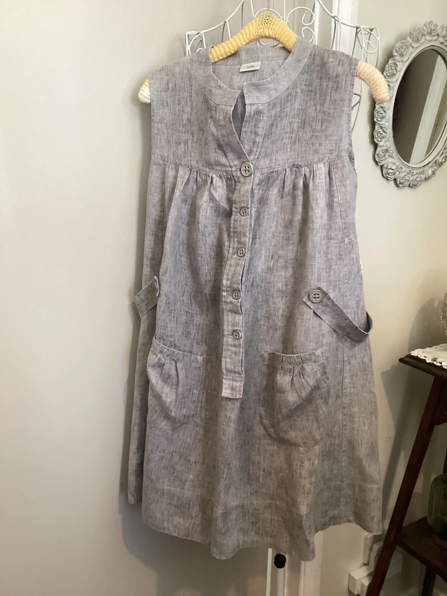 knee length dresses for ladies Cretan with Silk Embroidery Linen Dress – Buggy NYC