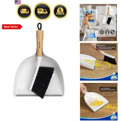 Dustpan and Brush Set, Portable Cleaning Brush and Dustpan Combo with Bamboo ...