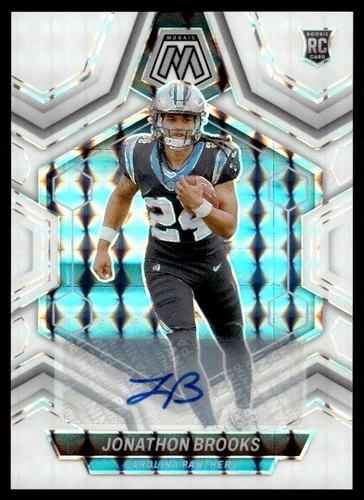 2024 Panini Mosaic  White Jonathon Brooks Rookie Auto Carolina Panthers #345