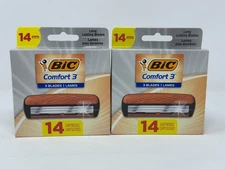 NEW 2-PACK BIC Comfort 3 Blades Refill Razor 14 Cartridges Each (28 Total)