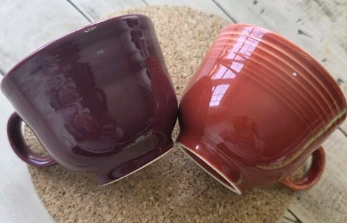 Fiestaware Teacups. Set Of 2. Heather And Paprika. Retired Colors.