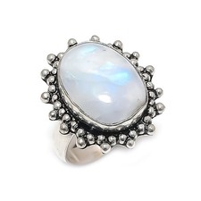 Rainbow Moonstone Gemstone 925 Sterling Silver Jewelry Ring Size 7 U523
