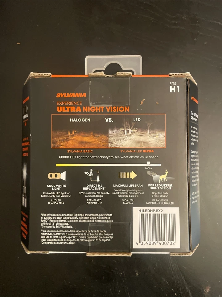 SYLVANIA H1 Ultra LED 2 Bulbs H1LEDHP.BX2 6000K BRAND NEW - Image 2 of 2