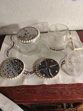 Gemco Hand Crank Food Processor 3 Plates Glass Plastic  Excellent Working Condit