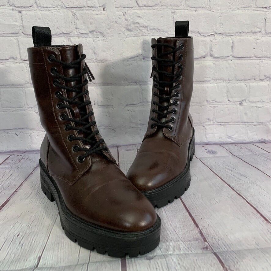 Zara Womens Brown Lace Up Platform Ankle Boots Size US 6.5 Zara Womens Brown Lace Up Platform Ankle Boots Size US 6.5