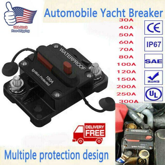 30A-300A AMP Circuit Breaker Fuse Manual Switch 12-48V DC Car Boat Waterproof US