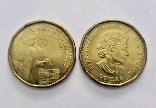 CANADA 2016 WOMEN'S RIGHT TO VOTE 100TH ANNIVERSARY DOLLAR COIN AU
