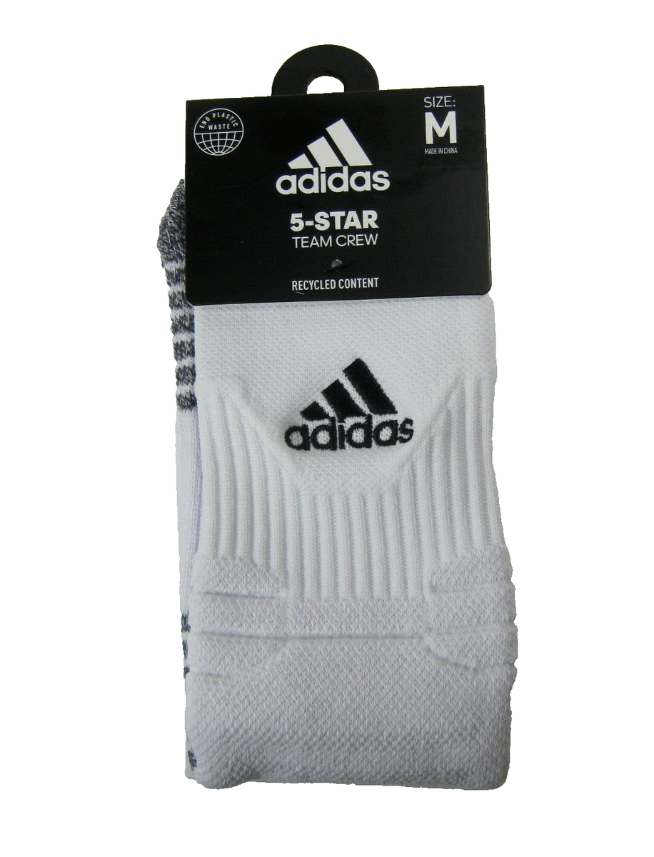 Adidas, 5-Star Team Cushioned Crew Socks White/Black Mens Size