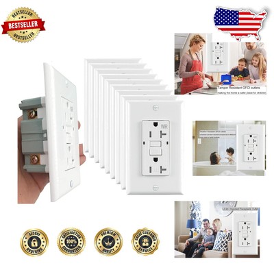 Tamper Resistant GFCI 20Amp Outlet with Self-Test and LED Indicator - 10 Units