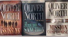 Lot of Three Hardcover Books by Oliver North, Assassins, Jerico..& Miss.., B122