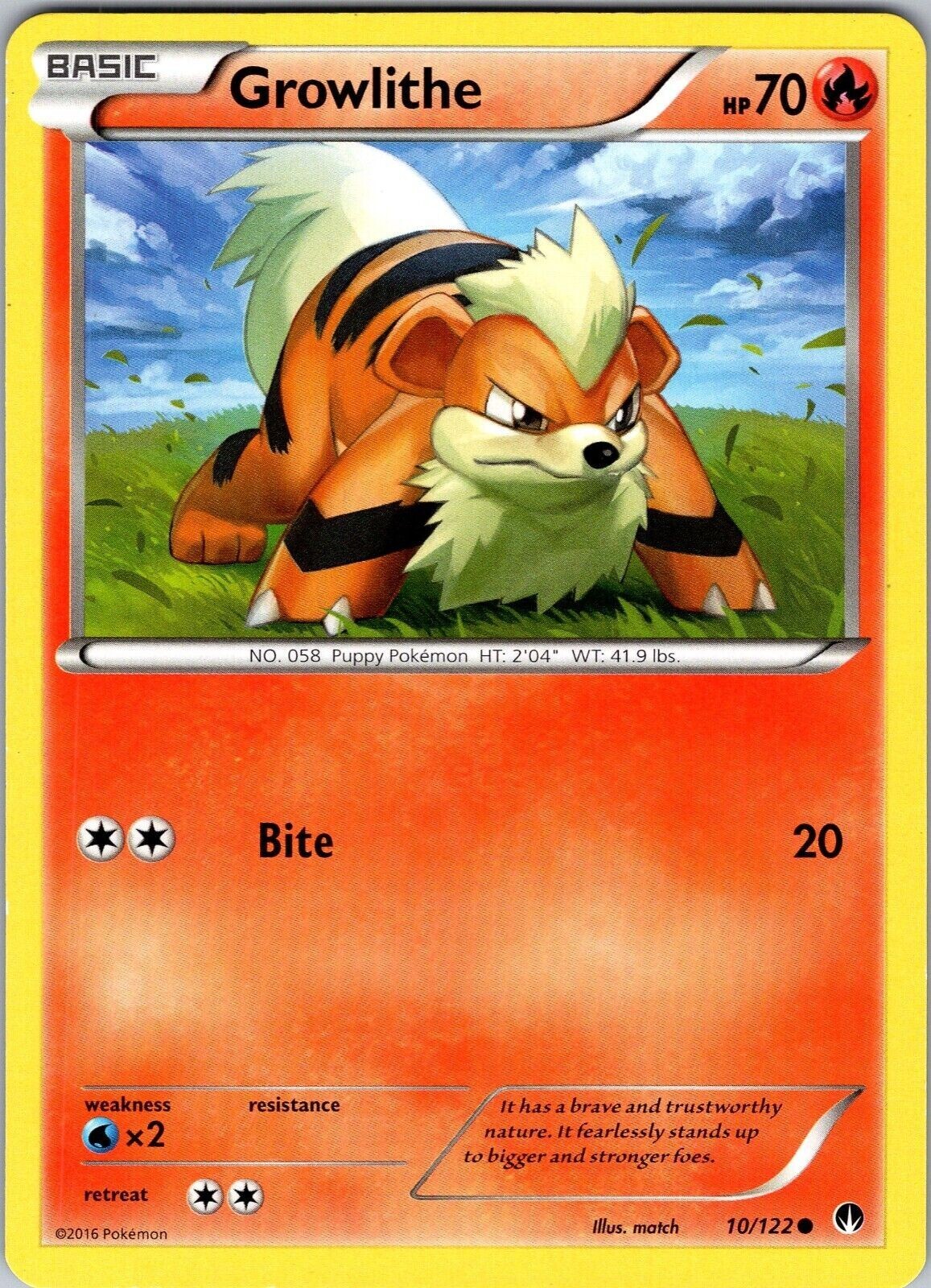 Pokemon TCG Growlithe XY BREAKpoint 10/122 Regular Common Card NM