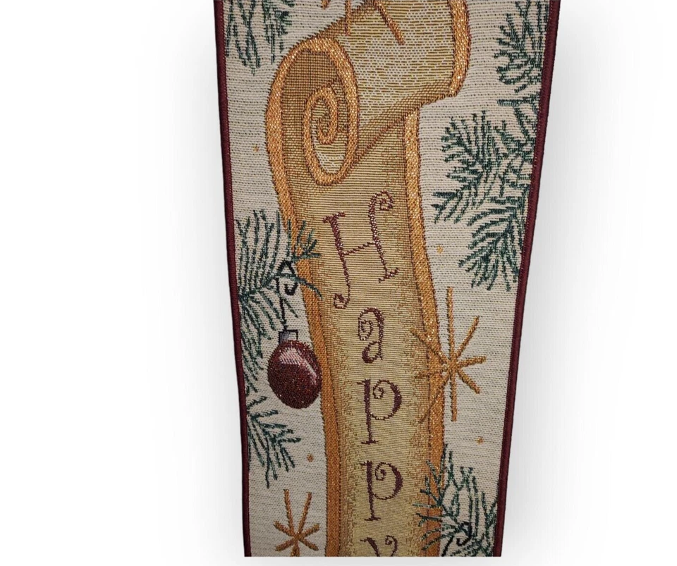 Tapestry Christmas Bell Pull Wall Hanging Sparkle Multicolor Happy Holidays - Image 2 of 4