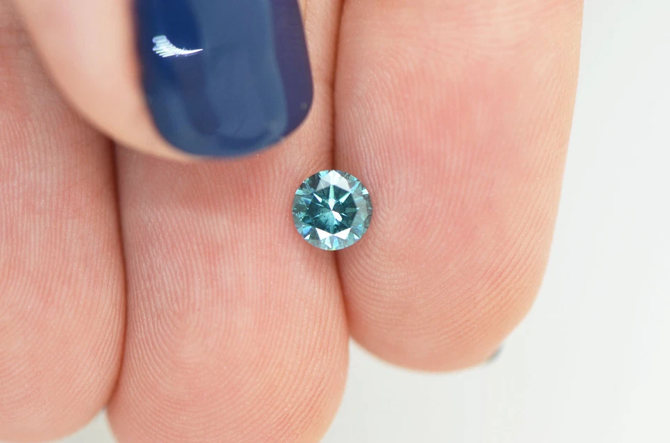 Loose Round Shaped Diamond Fancy Blue Color Natural 0.56 Carat SI1 Certified - Image 4 of 4