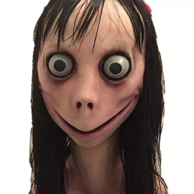 Momo Maske Halloween Kostüm Horror Cosplay Screamer Karneval mit Haaren